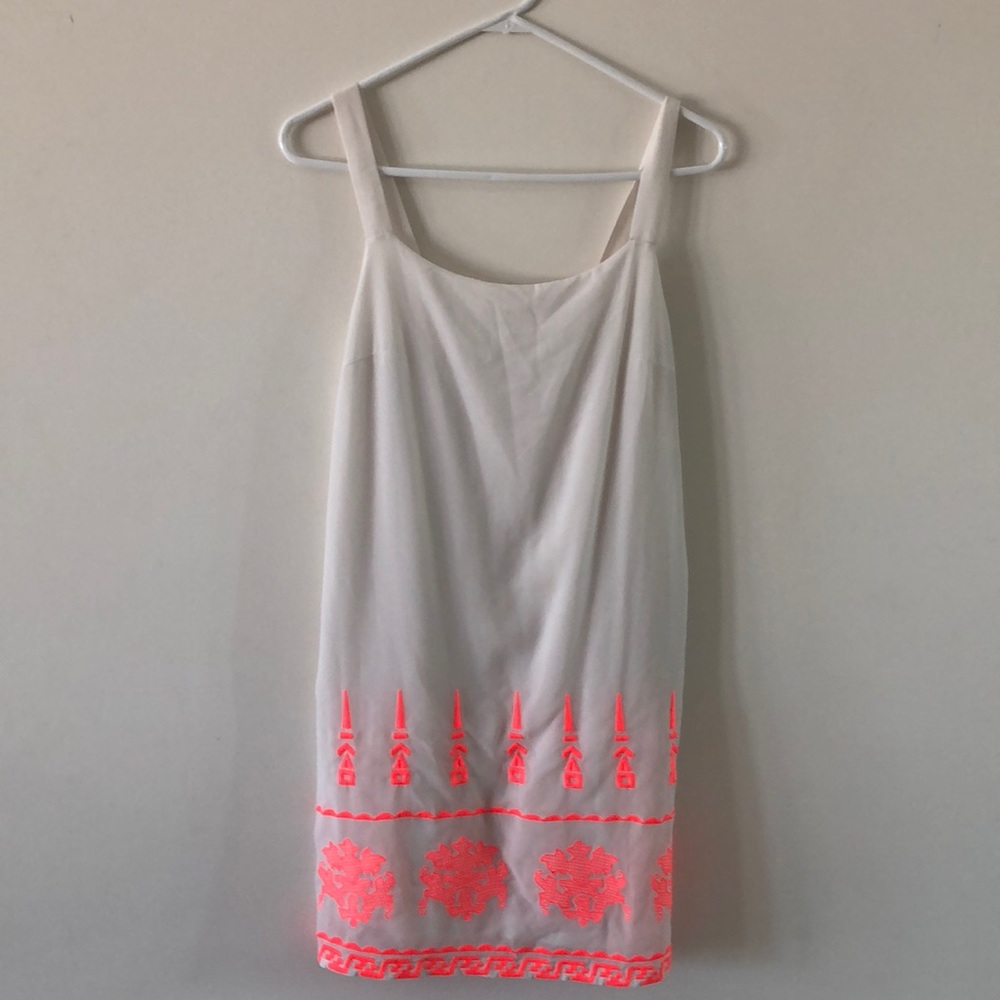 Neon pink and white dress
